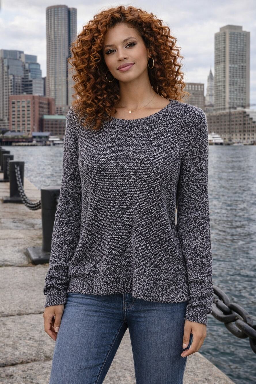 Calvin Klein Cotton Blend Gray Chunky Sweater Dark Academia Long Sleeve Size L